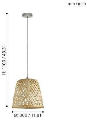 Eglo 55696 - Závesný luster KIRKCOLM 1xE27/60W/230V béžový
