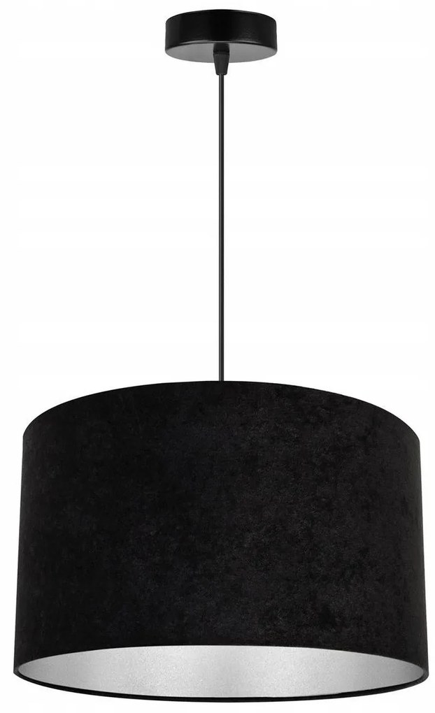 Závesné svietidlo Mediolan, 1x čierne/chrómové textilné tienidlo