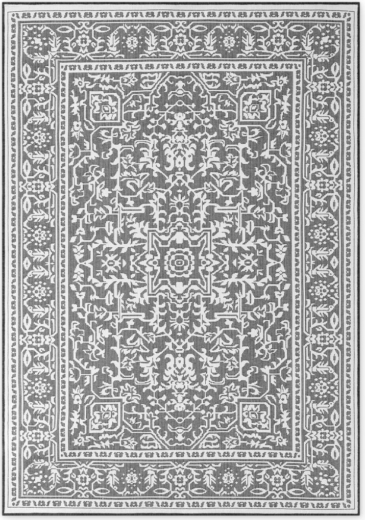 NORTHRUGS, Kusový koberec Duet Kona 106248 Black/White - na von aj na doma, 200x290, čiernobiela, chodba / predsieň