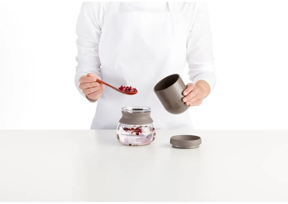 Svetlohnedá sklenená kanvica na čaj so sitkom 500 ml – Lékué