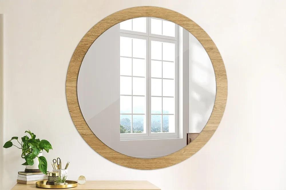 Okrúhle ozdobné zrkadlo Textúra dreva fi 100 cm