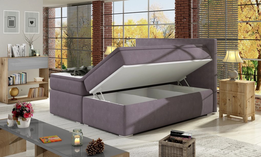 Moderná box spring posteľ Dione 180x200, šedá