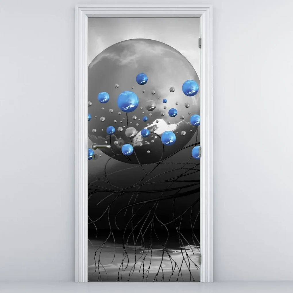 Fototapeta na dvere - Modré abstraktné gule (95x205cm)