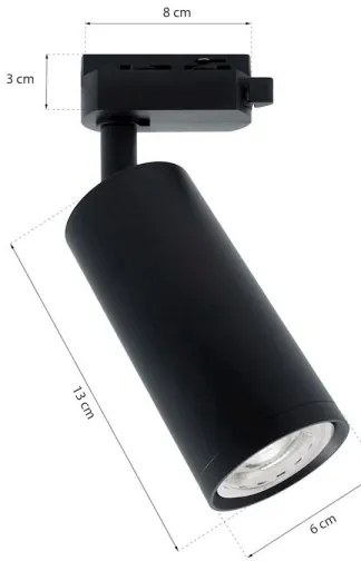 Bodové svietidlo MICA do lištového systému 1xGU10/25W/230V 1-fázové čierna