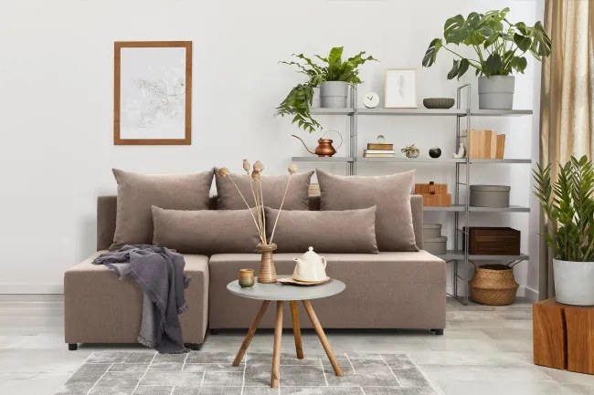 Rohová rozkladacia sedačka FERMO Lux cappuccino