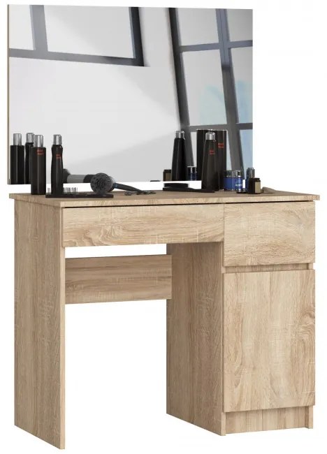 Toaletný stolík so zrkadlom CLP P-2/SL 900x600 pravý, dub sonoma