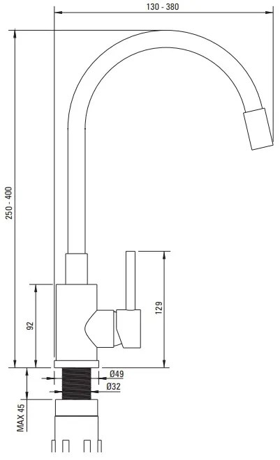 Deante Evora, 1-komorový granitový drez 500x500x216 mm + drezová batéria s elastickým ramenom, čierna, DEA-ZQJNN103