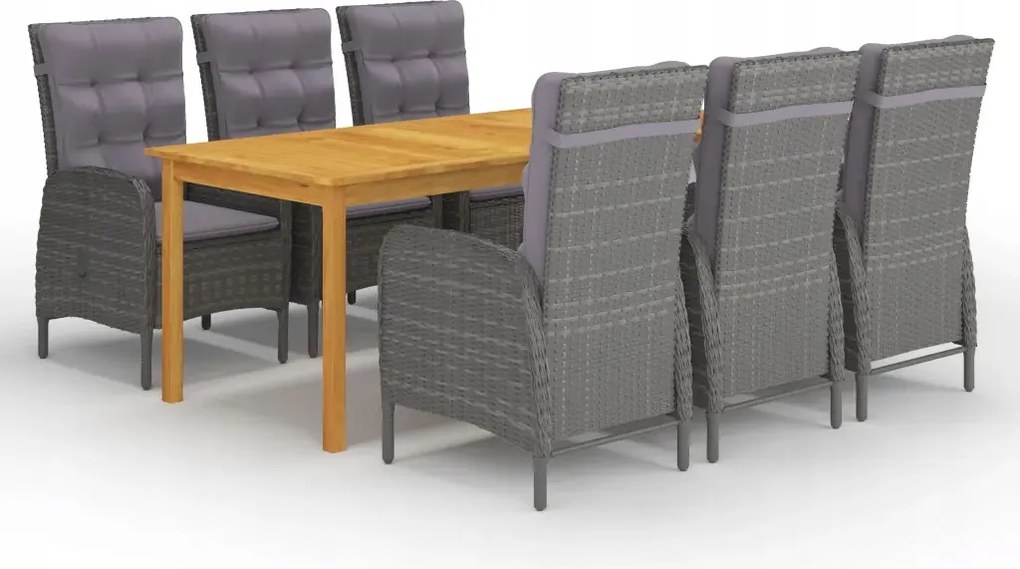 vidaXL 7-dielna záhradná jedálenská súprava sivá