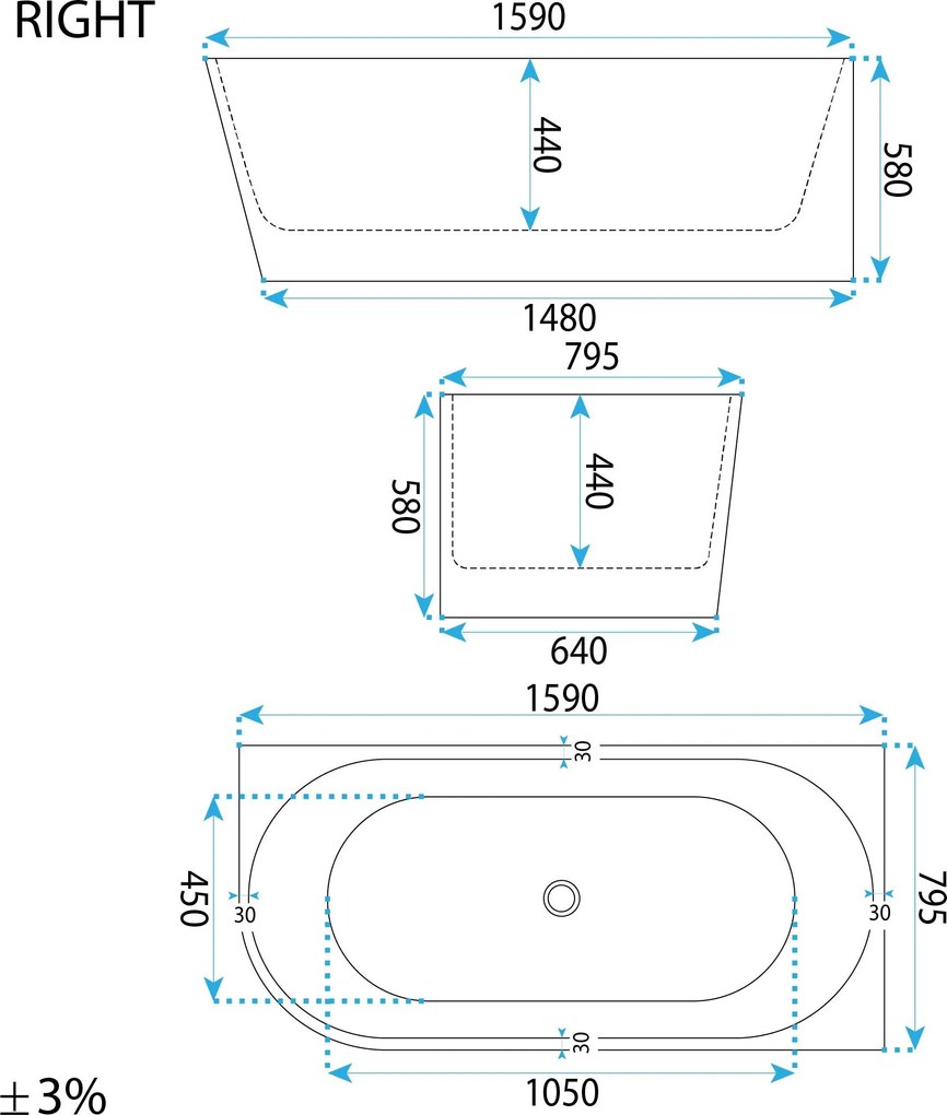 Rea Rea, Akrylová rohová vaňa SYDNEY BELLANTO RIGHT 160cm, KPL-W7253