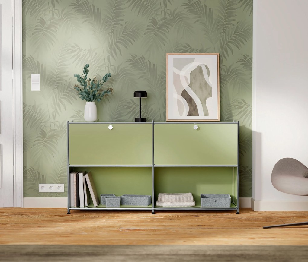 Kovový regál »CN3« s 2 výklopnými priehradkami, pistáciová