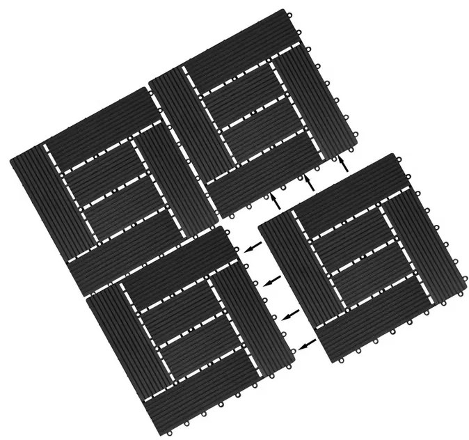 InternetovaZahrada WPC dlaždice - sada 11 ks, 30x30 cm mozaika - antracit