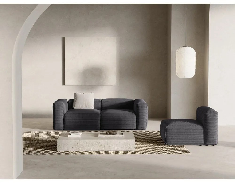 Tmavosivá menčestrová pohovka 224 cm Bergamo – Cosmopolitan Design