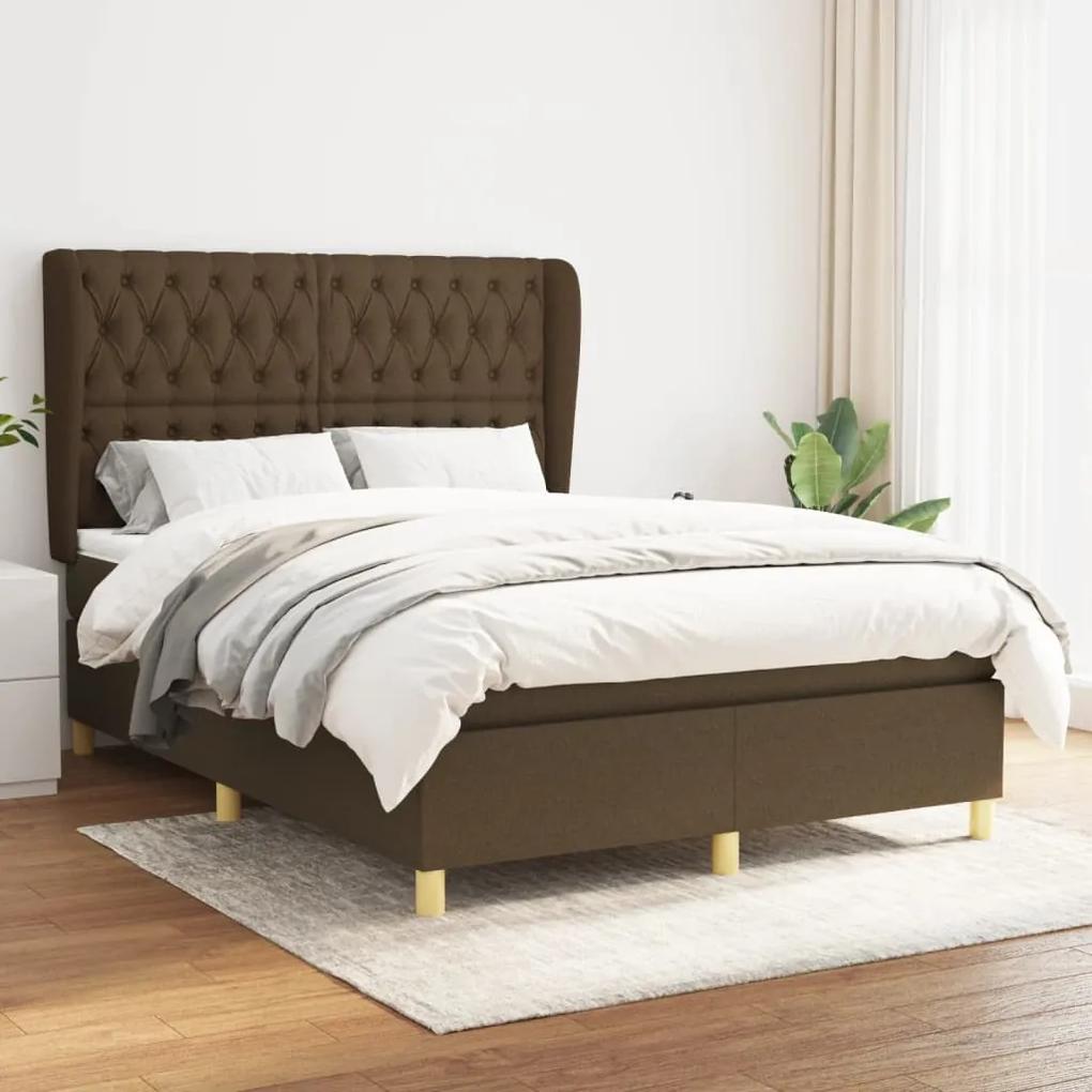 Boxspring posteľ s matracom tmavohnedá 140x190 cm látka 3128760
