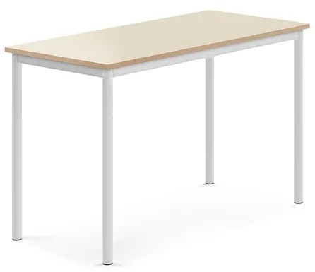 Stôl BORÅS, 1200x600x760 mm, laminát - breza, biela