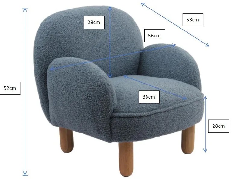 Modré detské kresielko z textílie buklé Rocky – Vipack