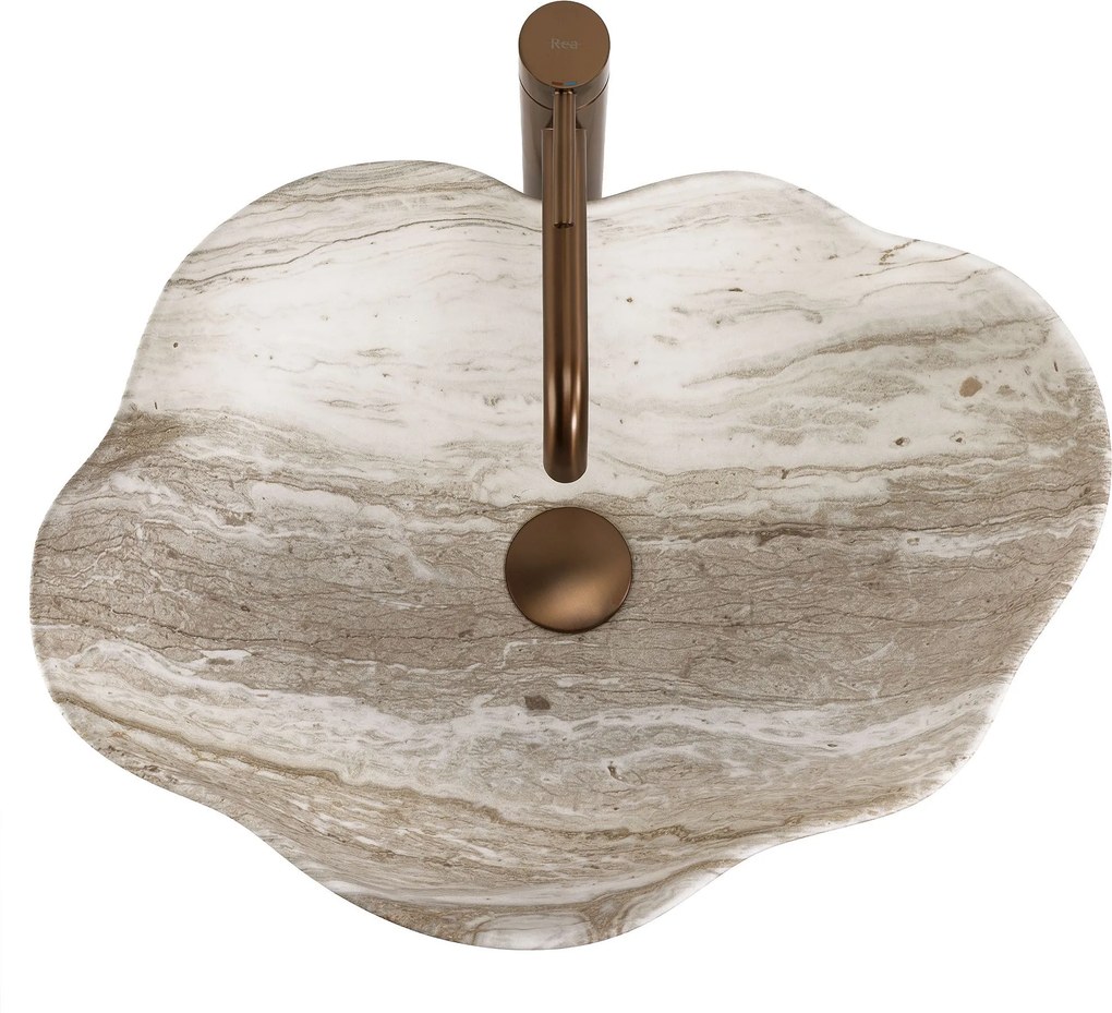 Rea Pearl Saturn, umývadlo na dosku 505x380x135 mm, imitácia kameňa, REA-U0618