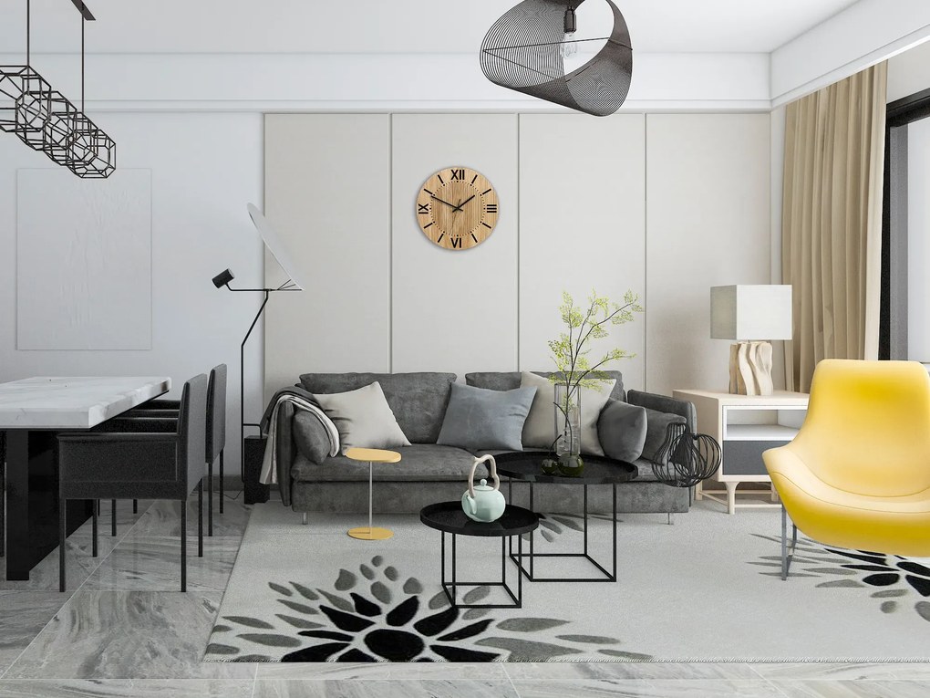 Drevené nástenné hodiny Santiago 33 cm dub prírodný/čierny
