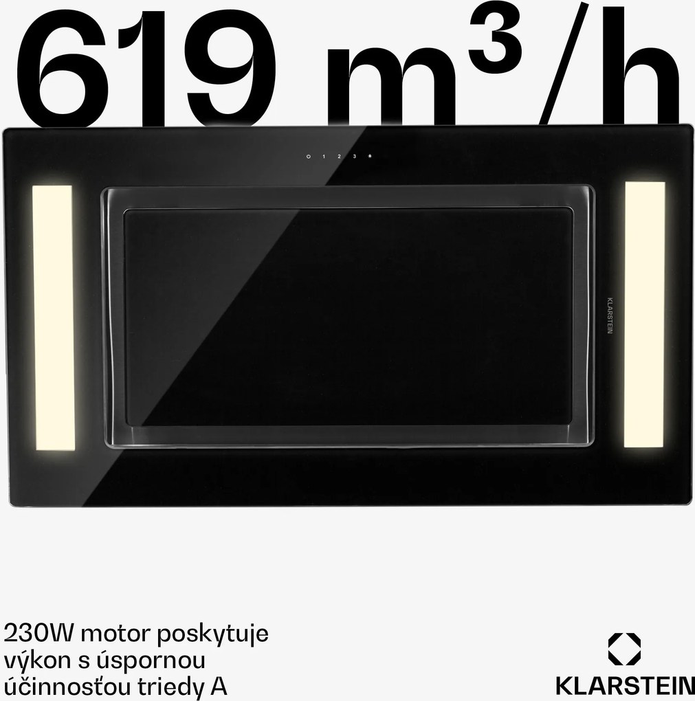 Klarstein Remy, digestor, 90 cm, stropný, 620 m³/h, diaľkové ovládanie, čierny