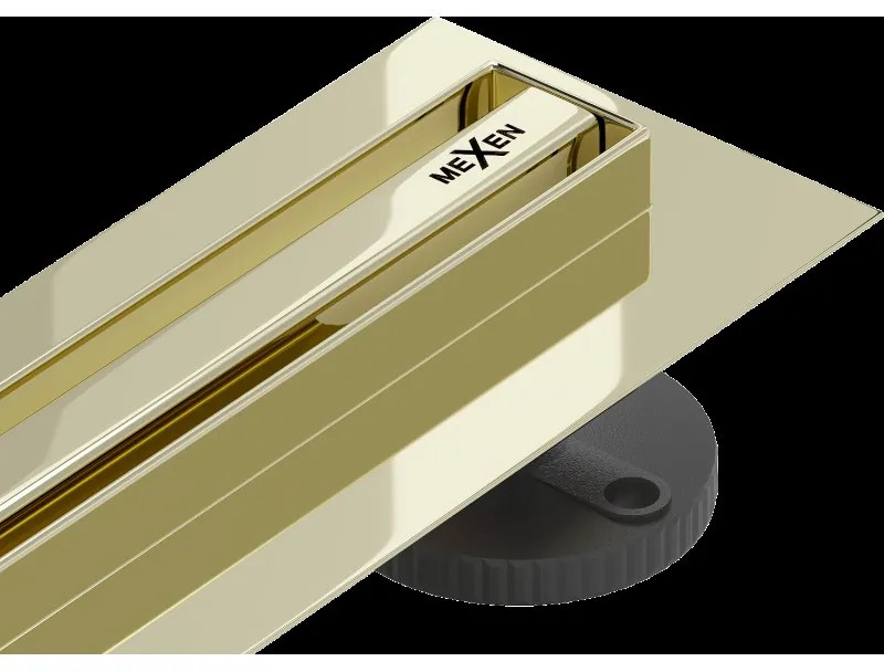 Mexen Flat 360° Slim odtokový žľab otočný 140 cm, zlatá - 1541140