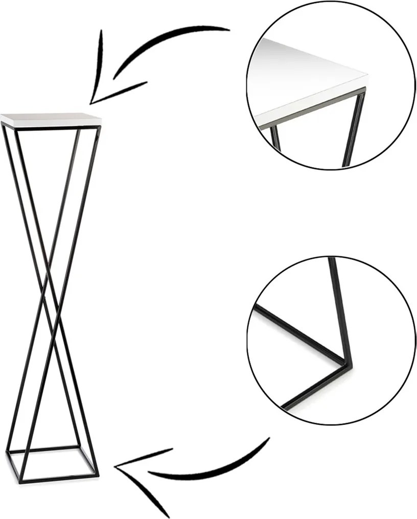 STOJAN NA KVETINÁČ LOFT6 100X24X24 CM ČIERNA/BIELA