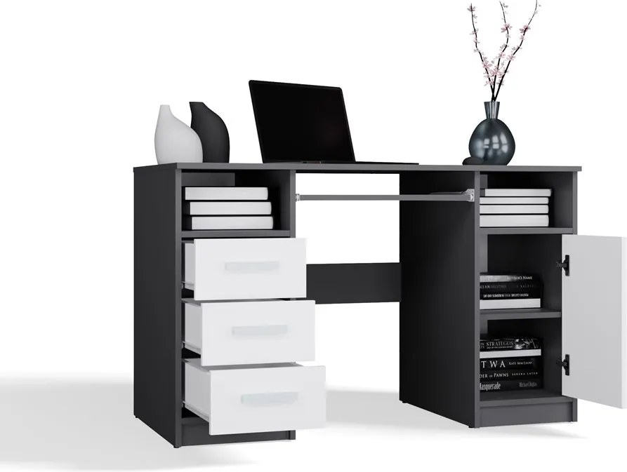 Písací stôl DELTA 120 cm antracitový/biely