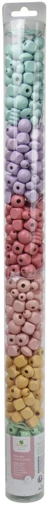 Drevené pastelové koráliky v tube, 300 ks