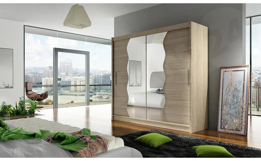 Skriňa London X, Farby: čierna, Osvetlenie: osvetlenie LED RGB - farebné