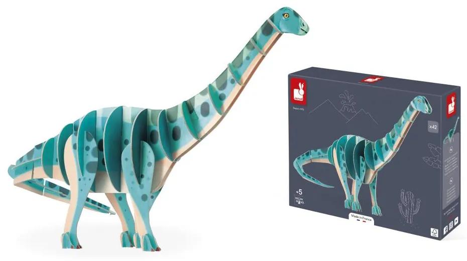 Drevené 3D puzzle pre deti Dinosaurus Diplodocus Dino Janod 42 ks