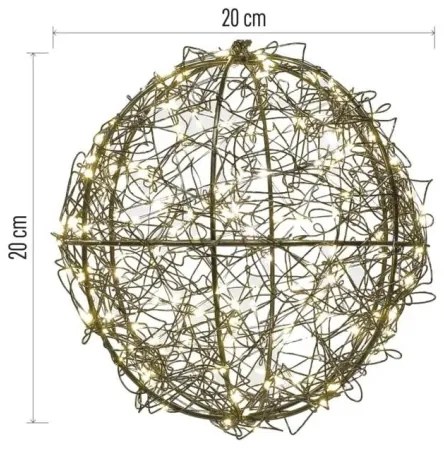 LED vianočná dekorácia 200×LED/230 V, priemer 20 cm