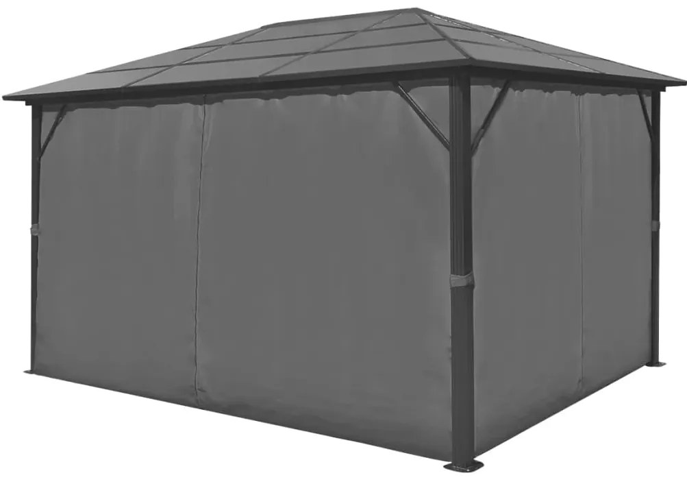 Altánok so závesmi, antracitový, hliníkový 400x300 cm