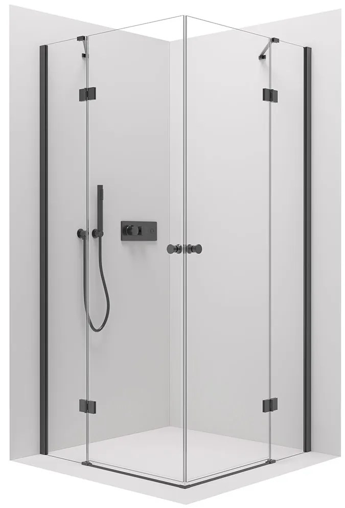 Cerano Marino Duo, sprchovací kút 120(dvere) x 120(dvere), 6mm číre sklo, čierny profil, CER-CER-423045