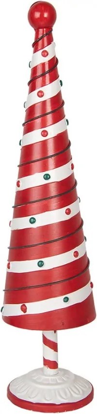Bielo-červená kovová dekorácia vianočný stromček Christmas Tree - Ø 13*49 cm