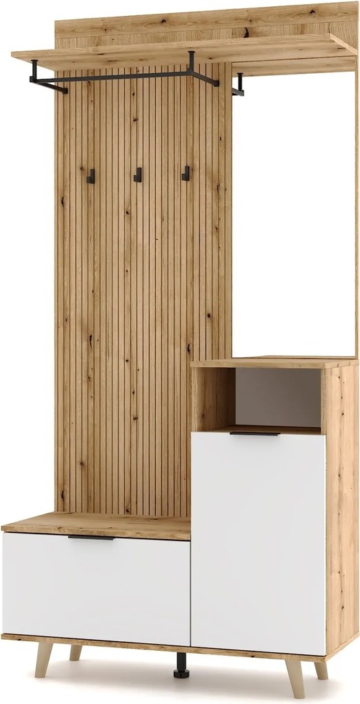 Predsieňová stena Nordic 100 cm dub Evoke/biela