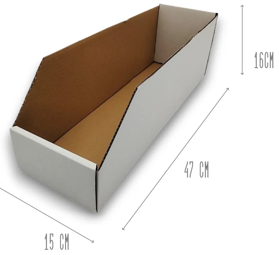 Úložné boxy na oblečenie, organizéry do skrine BIELY KARTÓN 15x47 cm