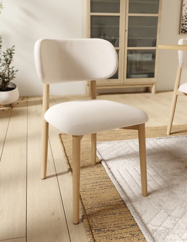 ALDO Béžová (látka Apia 453) / lakovaný dubový rám – DREVENÁ STOLIČKA DO OBÝVAČKY, JEDÁLNE A KUCHYNE V RETRO ŠTÝLE