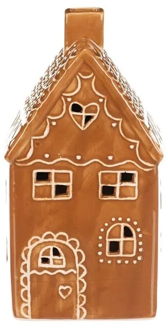 Keramický perníkový poschodový domček LED, hnedá