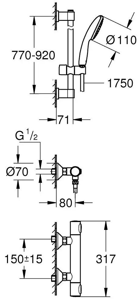 GROHE Precision Flow - Termostatická sprchová batéria so sprchovou súpravou, chróm 34805001