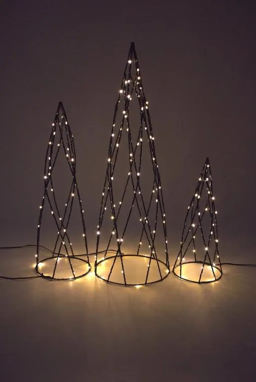 Sada kovových pyramíd, 154 LED diód, teplá biela