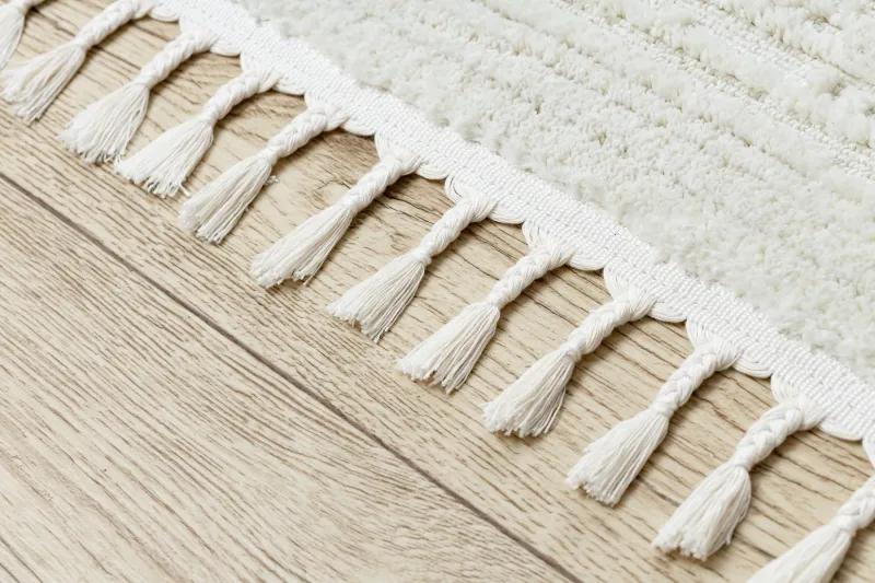 styldomova Biely shaggy koberec so strapcami Villa AC53B/ľubovoľné pásiky