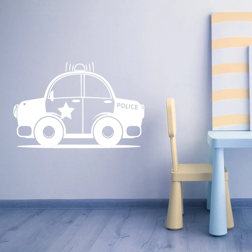Veselá Stena Samolepka Autíčko policajné Farba: oranžová, Veľkosť: 40 x 25 cm