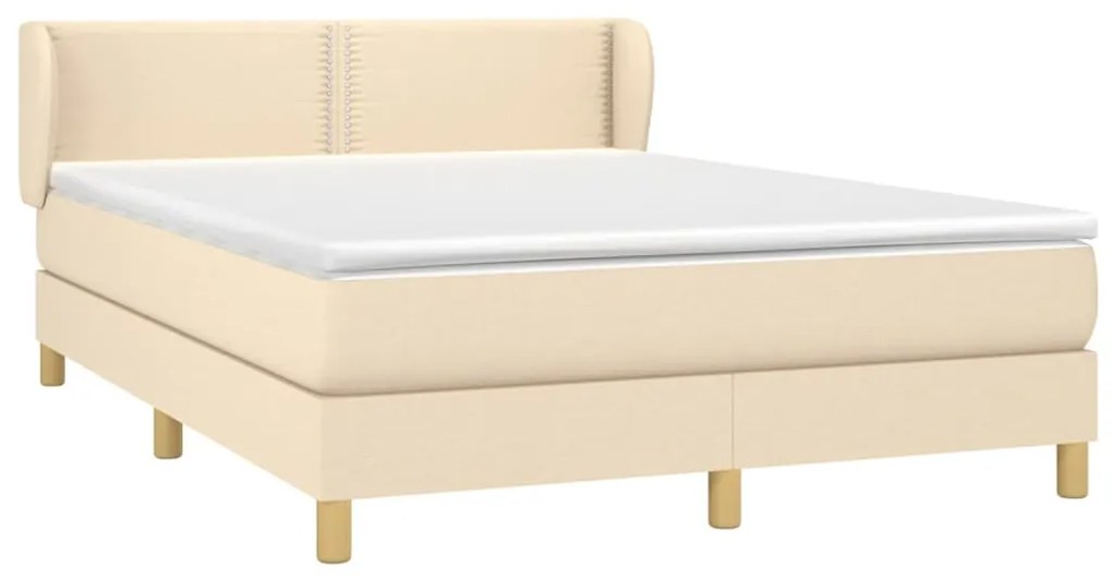 Posteľný rám boxspring s matracom krémový 140x200 cm látka