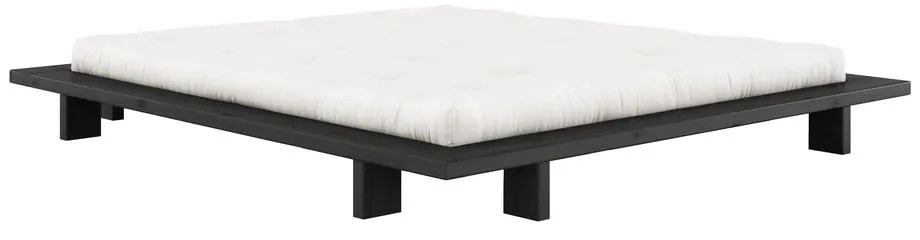 Čierna dvojlôžková posteľ z borovicového dreva s roštom 180x200 cm Japan - Karup Design