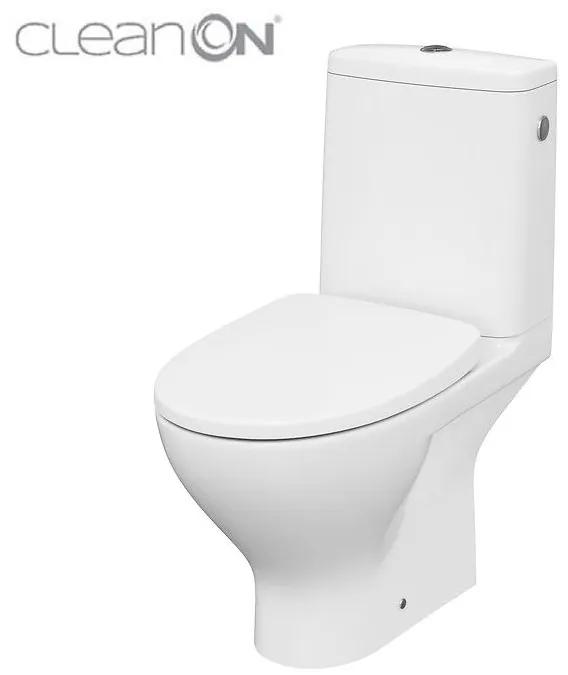Cersanit MODUO - WC Kombi zadný odpad 3/5 CLEAN ON+WC sedátko duroplast SLIM, Biela, K116-024