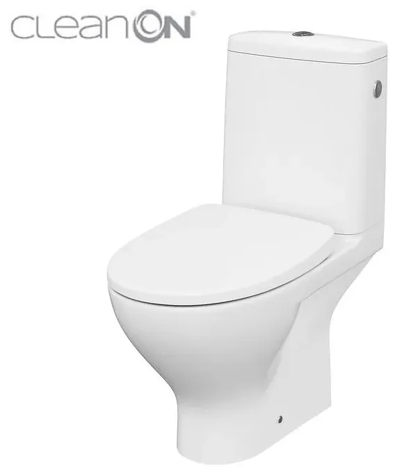 Cersanit Moduo - WC Kombi zadný odpad 3/5 CLEAN ON+WC sedátko duroplast SLIM, Biela, K116-024