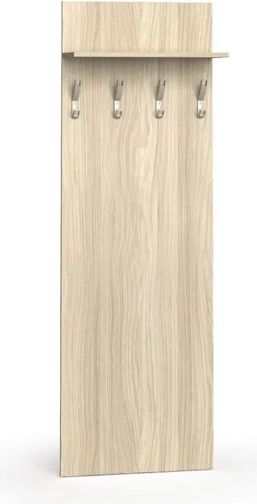 Vešiaková stena PRIMO WOOD, 4 háčiky, polica, roky zvisle, dub prírodný