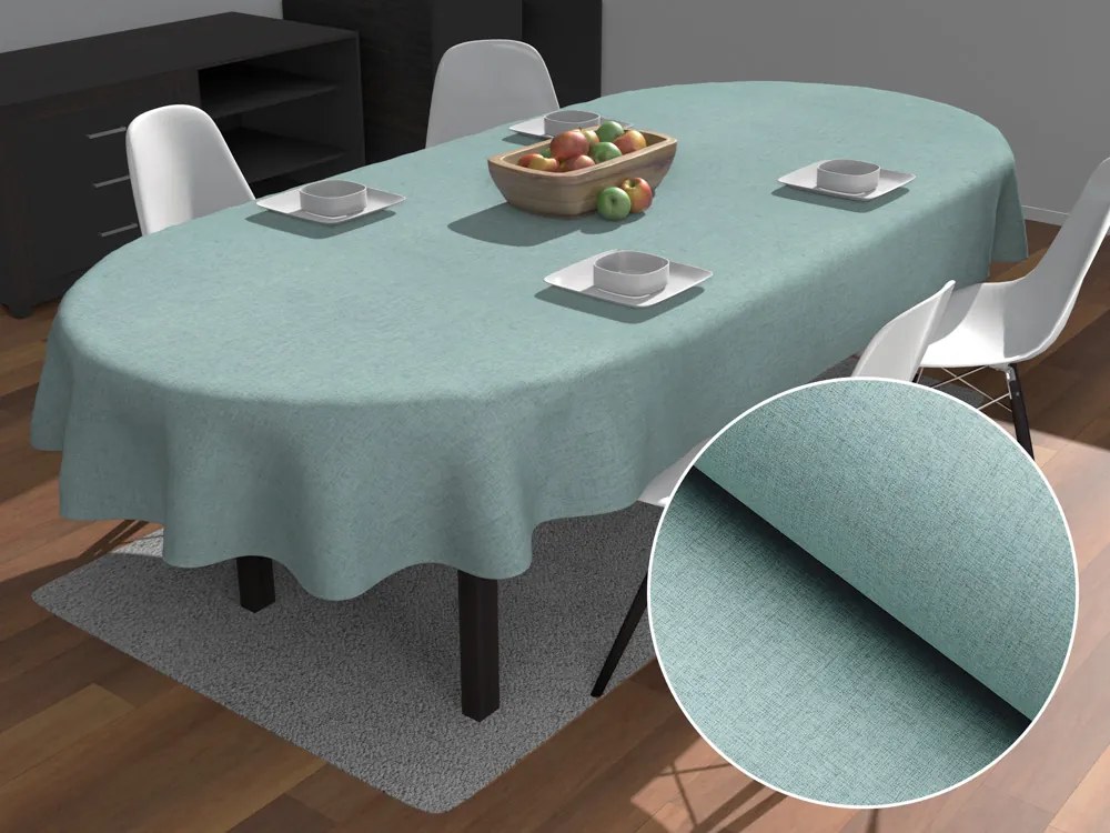 Biante Dekoračný oválny obrus BKW-212 Mätovo zelený žíhaný 130x220 cm