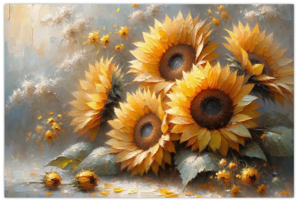 Obraz - Maľba slnečníc (90x60 cm)