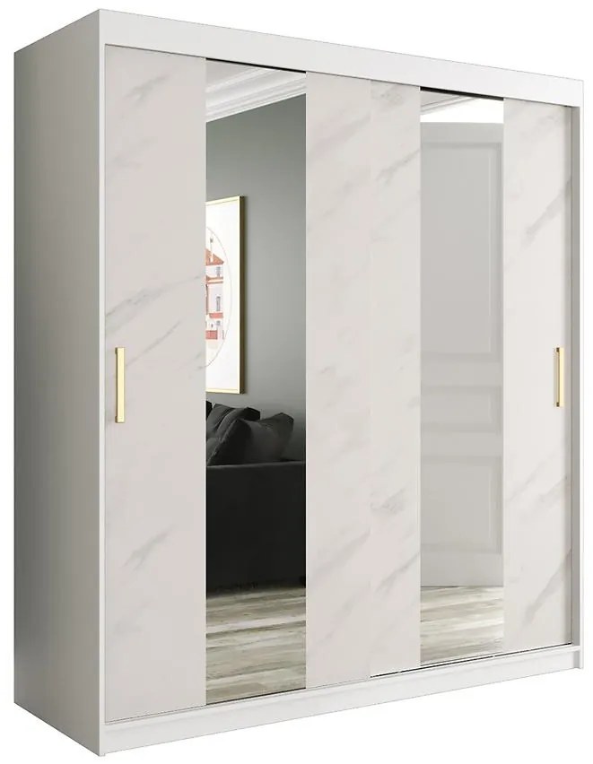 Skriňa Marmur Pole 180 biely/mramor biely