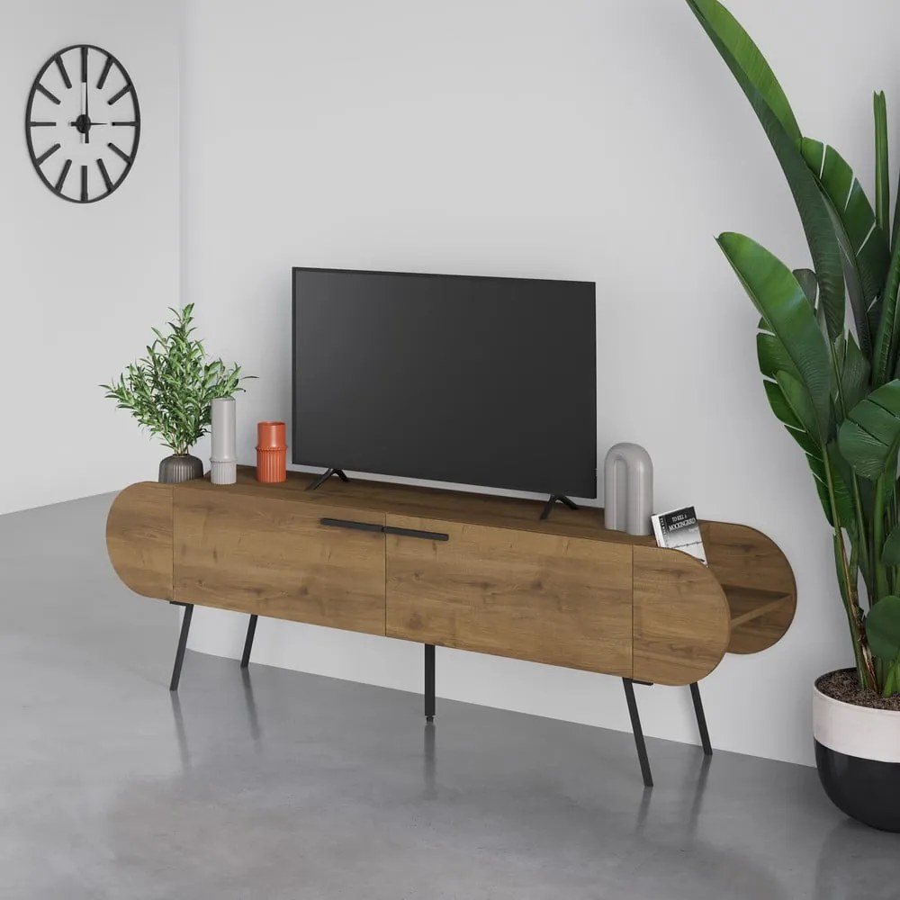 TV stolík v dekore orecha v prírodnej farbe 195x57 cm Saluso – Marckeric