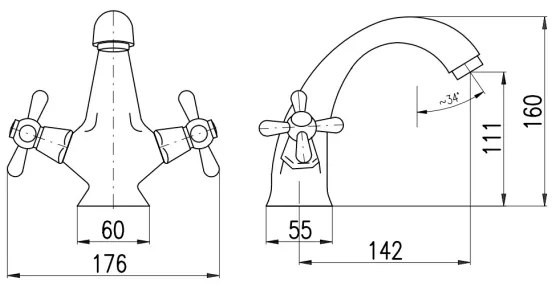 RAV Slezák MK128.0SM - Umývadlová batéria MORAVA RETRO 16 cm stará mosadz